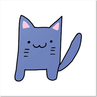 blue cartoon cat Posters and Art